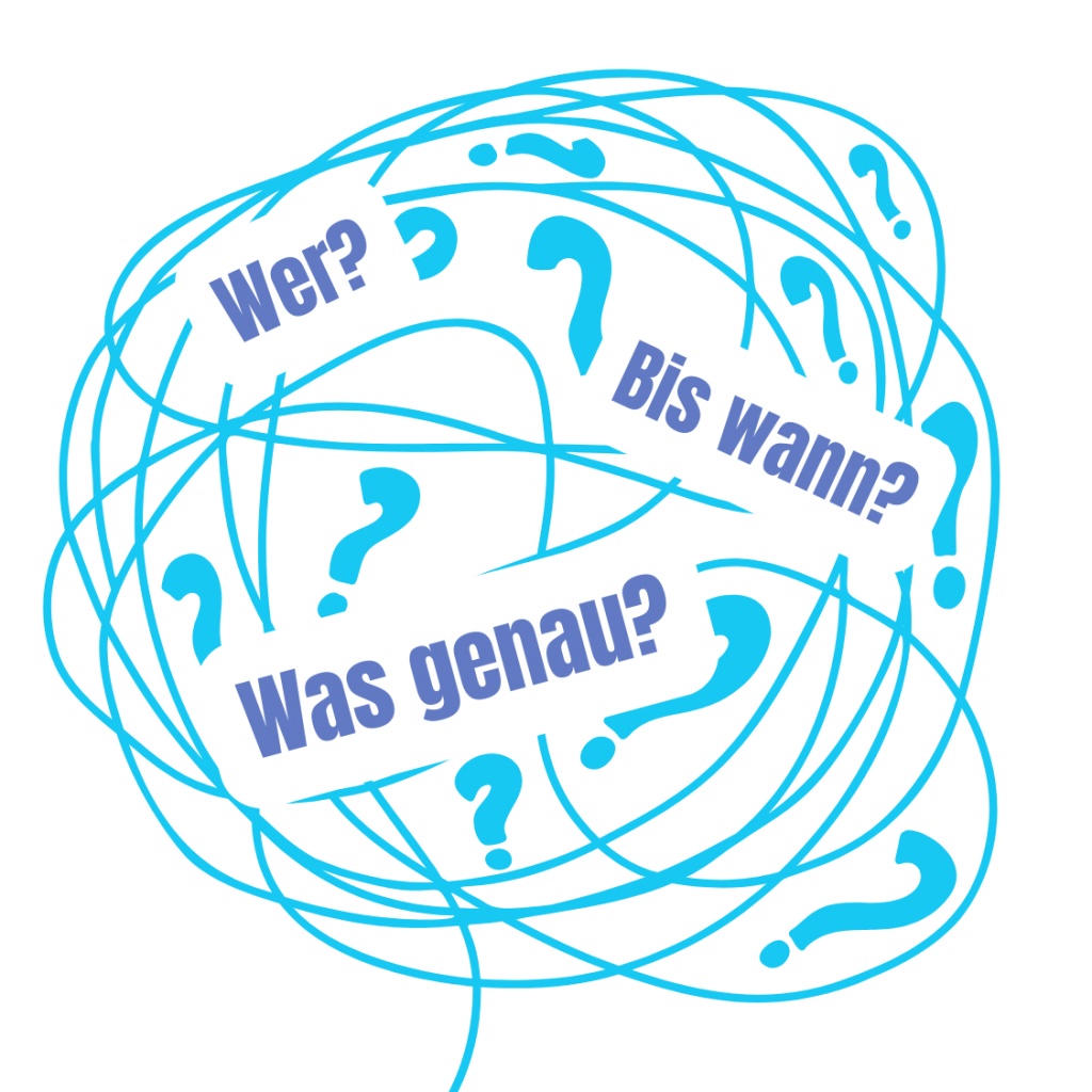 Beitragsbild zur E-Rechnungspflicht 2025 mit Fragen: Wer? Bis wann? Was genau?